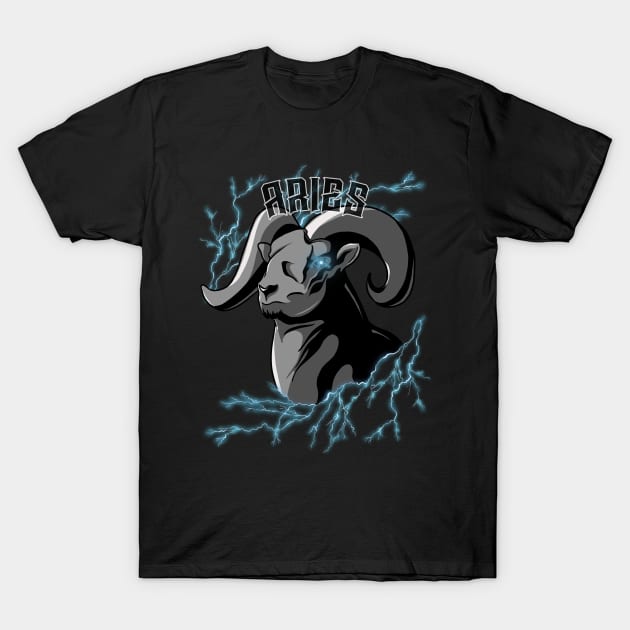 Lightning Aries (blue) T-Shirt by RampArt